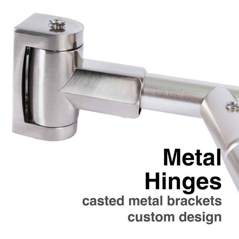 JS Jackson Supplies Double Curved Shower Rod, Metal Construction, Adjustable Between 44 to 70 Inches, Aluminum Rods and Zinc Mounting Hardware, Quality Modern Bathware, Brushed Nickel Finish - Image 4